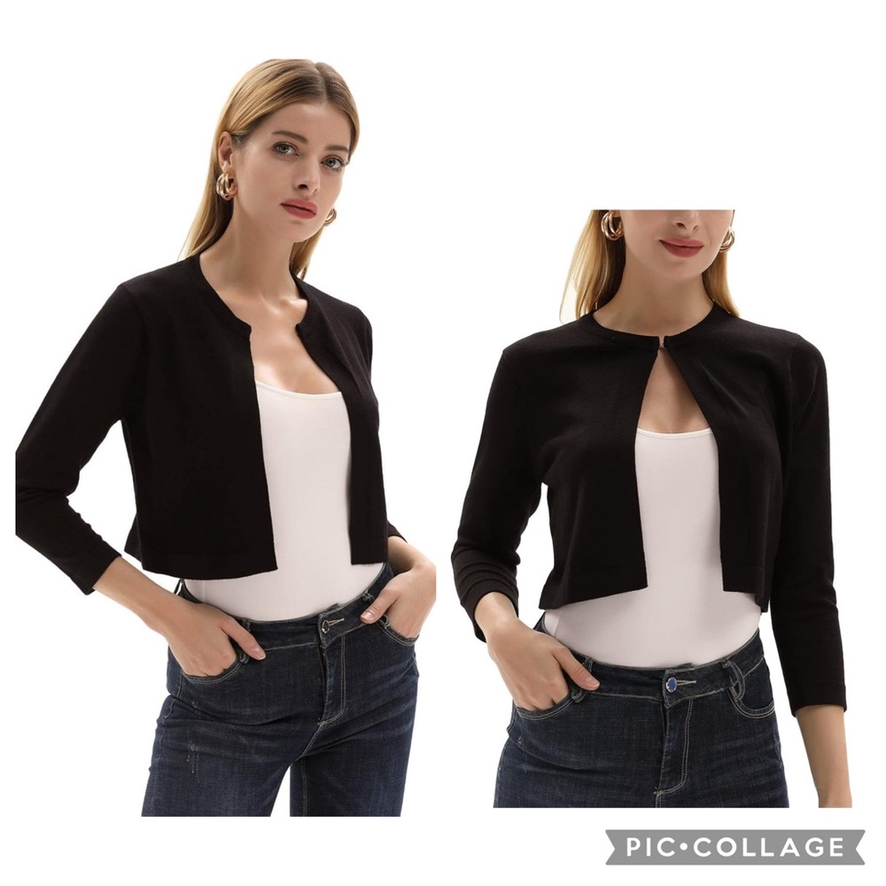 Black Cropped Cardigan